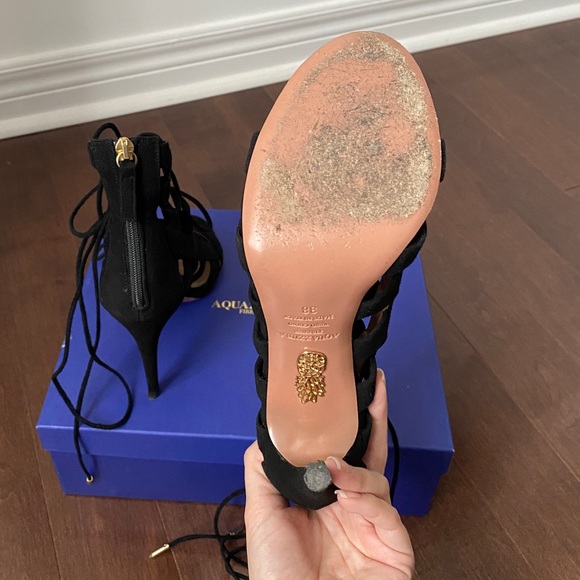 Aquazurra Black Suede “Amazon 105” Heels - Picture 9 of 12